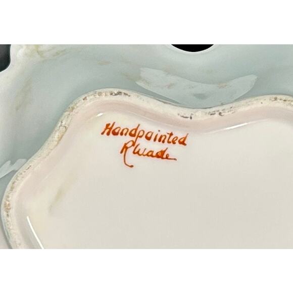 Porcelain Trinket Dish, Hand Painted Cherry or Apple Blossoms Vintage R. Wade - Picture 6 of 6